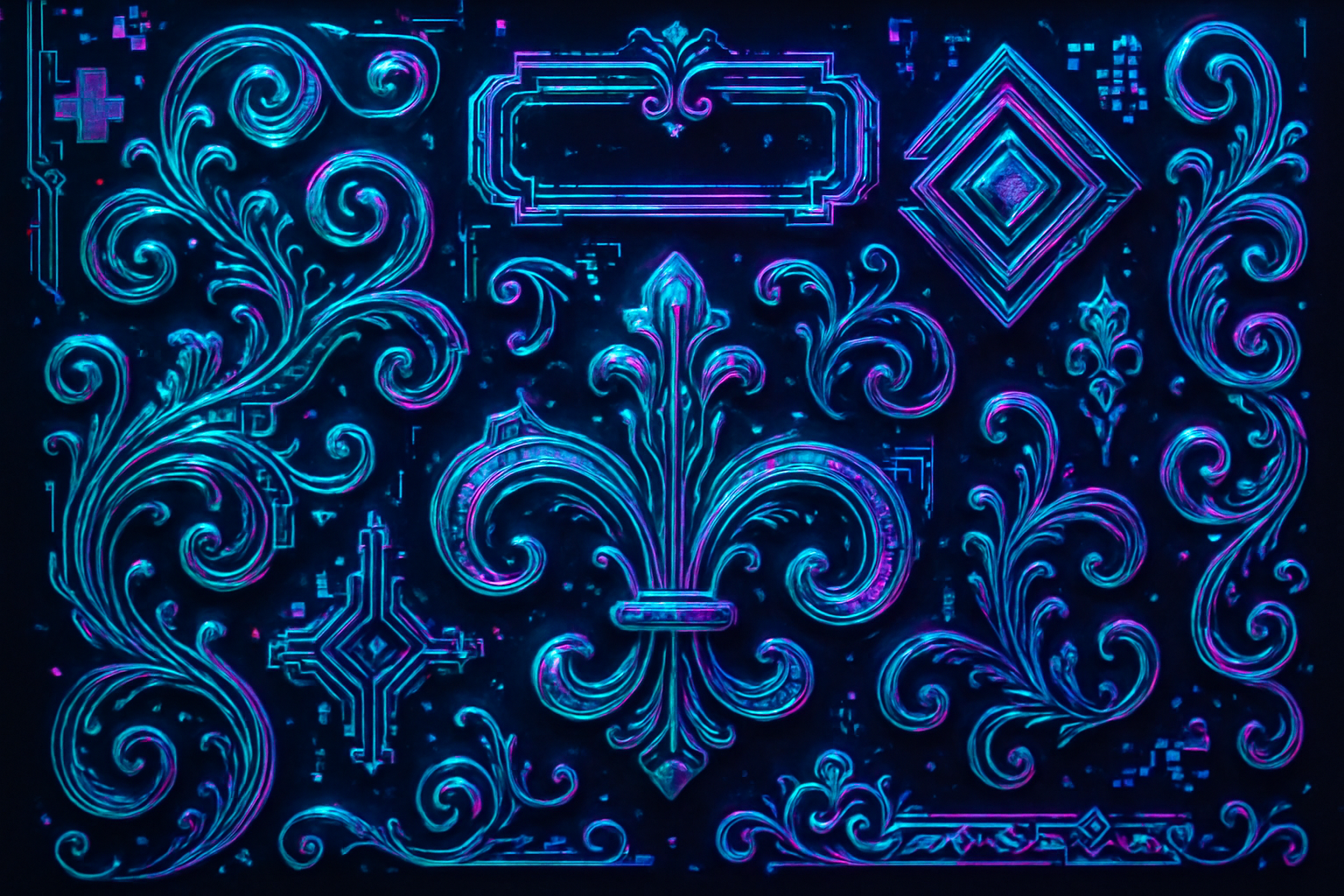 give me a photo with digital ornaments and colors 